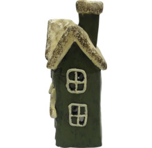 Dekoratives Haus aus Keramik mit zwei Fenstern und Schornstein