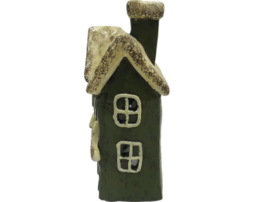 Dekoratives Haus aus Keramik mit zwei Fenstern und Schornstein