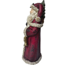 Dekofigur Weihnachtsmann mit Weihnachtsbaum und Trompete