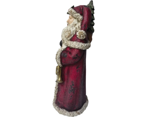 Dekofigur Weihnachtsmann mit Weihnachtsbaum und Trompete