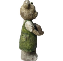 Dekorative Bärenfigur mit Buch für den Garten