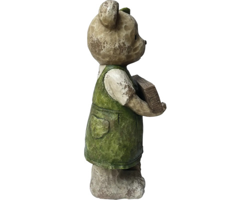 Dekorative Bärenfigur mit Buch für den Garten