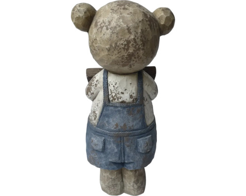 Dekofigur Bär aus Kunststein mit Latzhose
