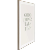 Gerahmtes Wandbild mit dem Schriftzug Gute Dinge brauchen Zeit