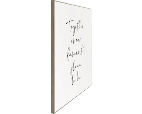 Dekoratives Wandbild mit dem Schriftzug: Together is our favourite place to be.