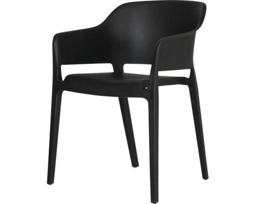 Schwarzer Armlehnstuhl aus Kunststoff