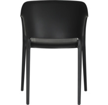 Schwarzer Kunststoffstuhl, Ansicht von hinten