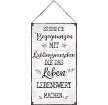 Dekoschild mit der Aufschrift: Es sind die Begegnungen mit Lieblingsmenschen, die das Leben lebenswert machen.