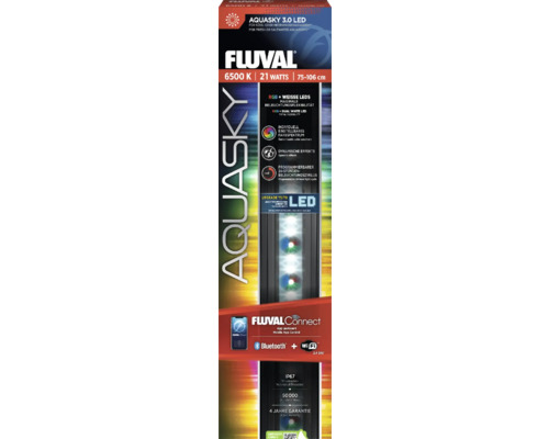 Aquariumbeleuchtung Fluval AquaSky LED 3.0 21 W 75 -106 cm steuerbar über APP Fluval Aquasky 3.0 LED Aquariumbeleuchtung mit 6500 Kelvin, 21 Watt und 75 bis 106 Zentimetern Länge