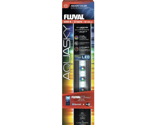 Aquariumbeleuchtung Fluval AquaSky LED 3.0 33 W 115 -146 cm steuerbar über APP Fluval Aquasky 3.0 LED-Aquarienbeleuchtung mit 6500 Kelvin, 33 Watt und 115 bis 146 Zentimetern Länge