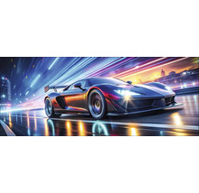 Sportwagen auf der Straße bei Nacht