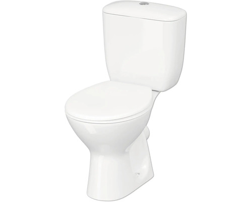 form&style WC-Kombination Set NEGOS Tiefspüler mit Spülrand Abgang waagerecht weiß glänzend mit WC-Sitz