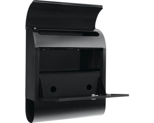 Offener schwarzer Briefkasten zur Wandmontage