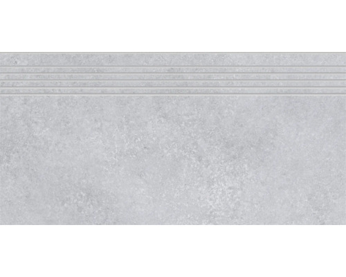 MIRAVA Feinsteinzeug Treppenstufe Seattle grau 29,8 cm x 59,8 cm x 0,9 cm matt rektifiziert Graue Treppenfliese mit Rillen
