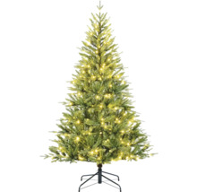 Geschmückter Weihnachtsbaum mit Beleuchtung auf Ständer