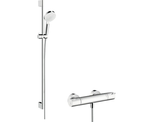 hansgrohe Duscharmatur mit Thermostat CROMETTA VARIO COMBI 1001 CL chrom inkl. Brausestangenset 27813400