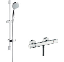hansgrohe Duscharmatur mit Thermostat CROMA 100 mit Ecostat Comfort Thermostat und Brausestange 65 cm chrom 27034000