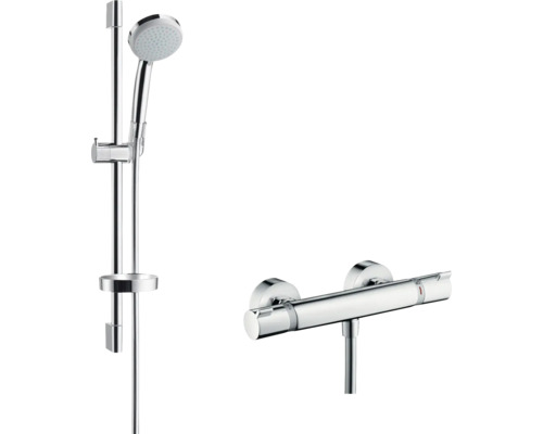 hansgrohe Duscharmatur mit Thermostat CROMA 100 mit Ecostat Comfort Thermostat und Brausestange 65 cm chrom 27034000 hansgrohe Duscharmatur mit Thermostat CROMA 100 mit Ecostat Comfort Thermostat und Brausestange 65 cm chrom 27034000