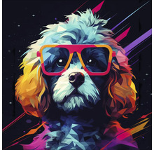 Porträt eines Hundes mit Brille im Pop-Art-Stil