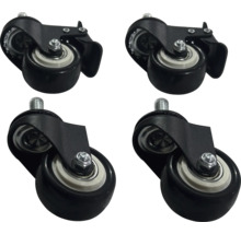 Vier schwarze Möbelrollen mit Gewindestift