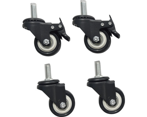 TENNEKER Zenith Ersatzteil Ersatzrollen Set 4 Stück Vier Möbelrollen mit Bremse und Gewindestift