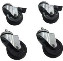 Vier Möbelrollen mit Gewindestift und Feststellbremse