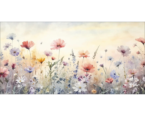 Gemälde einer Blumenwiese in Aquarelloptik
