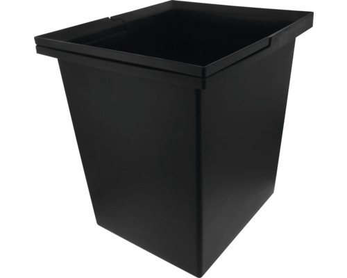 Schwarzer Pflanzkasten aus Kunststoff