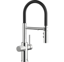 Küchenarmatur mit hohem Auslauf und flexiblem Schlauch