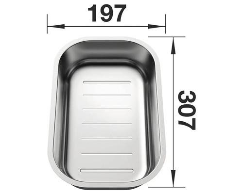 Abmessungen einer Spüle: 197 x 307 mm