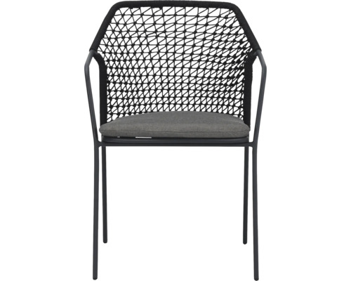 Gartenstuhl mit Kordelbespannung und Sitzkissen