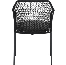 Geflochtener Stuhl mit Sitzkissen und Metallbeinen