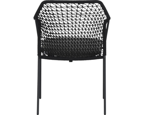 Geflochtener Stuhl mit Sitzkissen und Metallbeinen