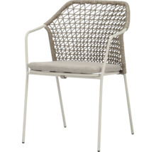 Stuhl mit Armlehnen, Kordelgeflecht und Sitzkissen