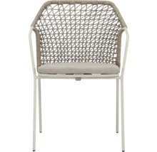 Gartenstuhl mit geflochtener Rückenlehne und Sitzkissen