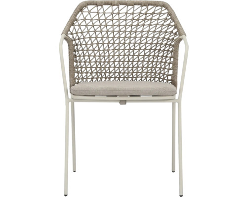 Gartenstuhl mit geflochtener Rückenlehne und Sitzkissen