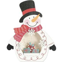 Dekorativer Schneemann mit LED-Beleuchtung und Geschenken für die Weihnachtszeit