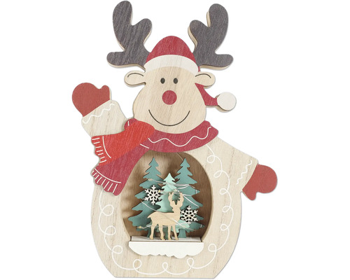 Dekorativer Holz-Elch mit Weihnachtsmotiven als Weihnachtsdekoration