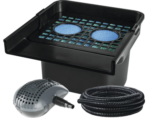 Heissner Filter-Fall Set BF15000-00 mit Pumpe 40 Watt, 3.300 l/h, Kabellänge 10m Teichfilterset mit Pumpe und Schlauch für Gartenteiche