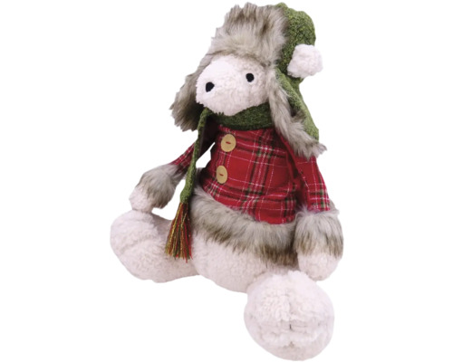 Dekorative Stoffpuppe mit Mütze und Schal