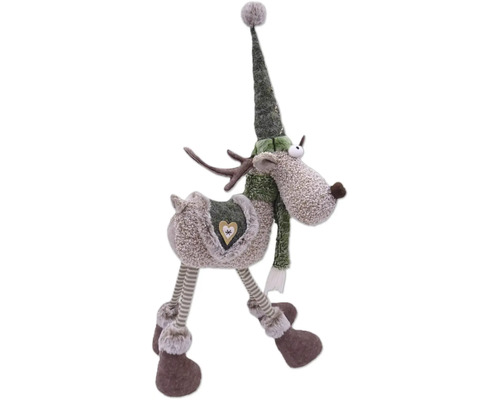 Dekofigur Rentier mit Mütze und Schal als Weihnachtsdekoration