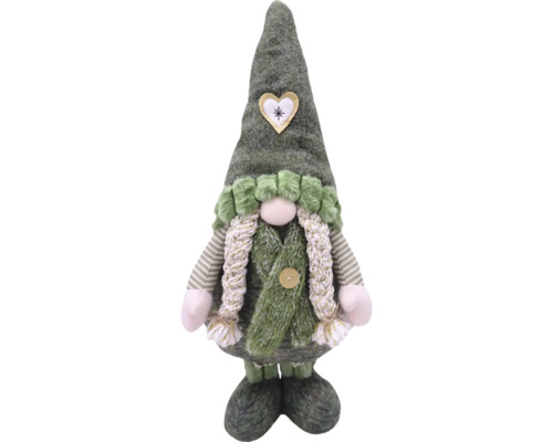 Dekofigur Weihnachtswichtel mit Herzapplikation auf der Mütze