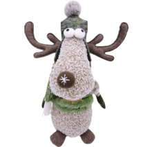 Dekofigur Rentier mit Mütze und Geweih