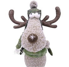 Dekofigur Rentier mit Mütze und Geweih