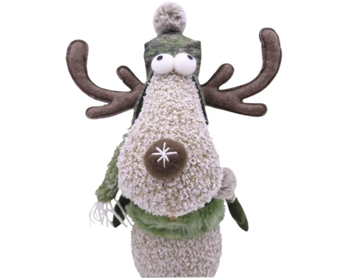 Dekofigur Rentier mit Mütze und Geweih