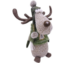 Dekorative Rentierfigur mit Mütze, Weste und Geweih