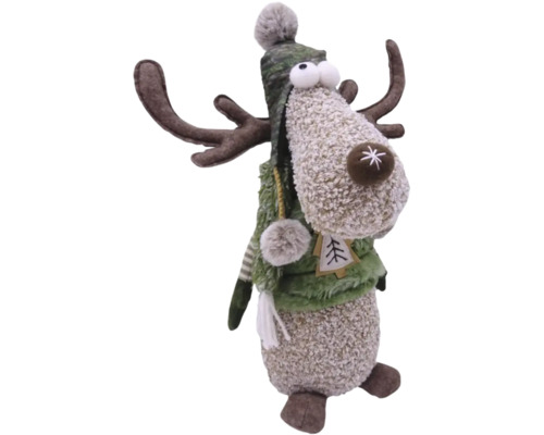 Dekorative Rentierfigur mit Mütze, Weste und Geweih