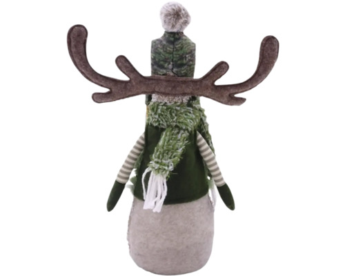 Dekorativer Elch mit Mütze und Schal als Weihnachtsdekoration