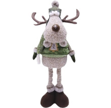 Dekofigur Rentier mit Mütze und Geweih
