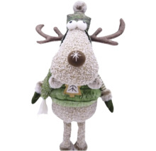 Dekofigur Rentier mit Mütze und Geweih